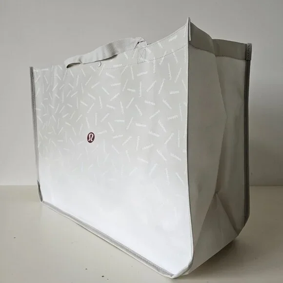 New LULULEMON Grey GRAPHIC LOGO Reusable Shopping Bag XL - Picture 4 of 6